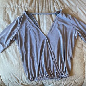 V neck open back blouse